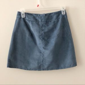H&M • Blue Faux Velvet Mini Skirt